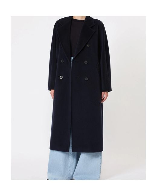 Max Mara Blue Madame Belted Double-Breasted Coat