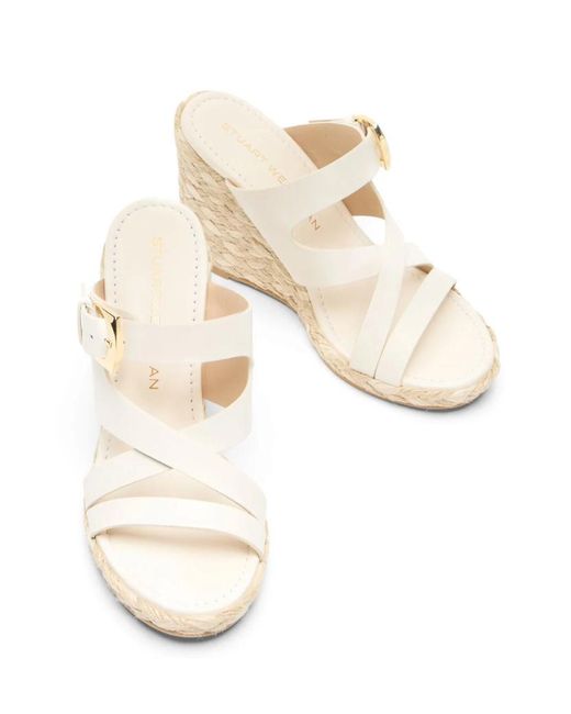 Stuart Weitzman White Sai Espadrille Wedge