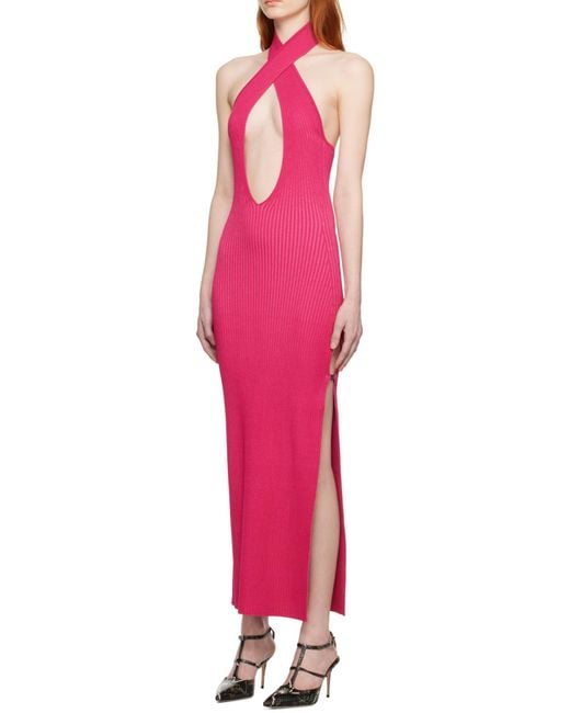 M I S B H V Pink Cut-Out Detail Long Dress