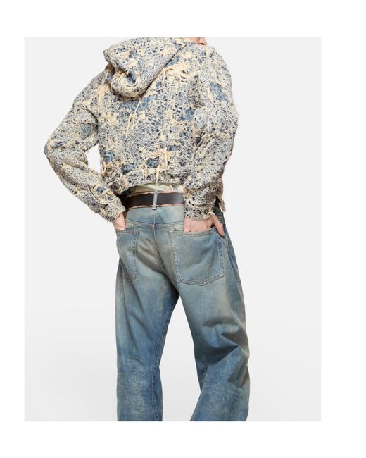 Acne Gray Hooded Distressed Denim Jacket for men