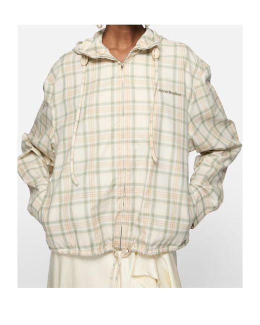 Acne White Checked Hooded Jacket