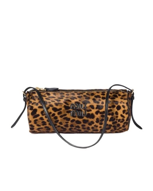 Miu Miu Brown Printed Leather Pouch