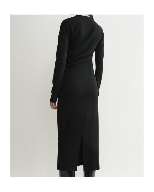 Totême Black Totême Twist-Detailed Crewneck Midi Dress