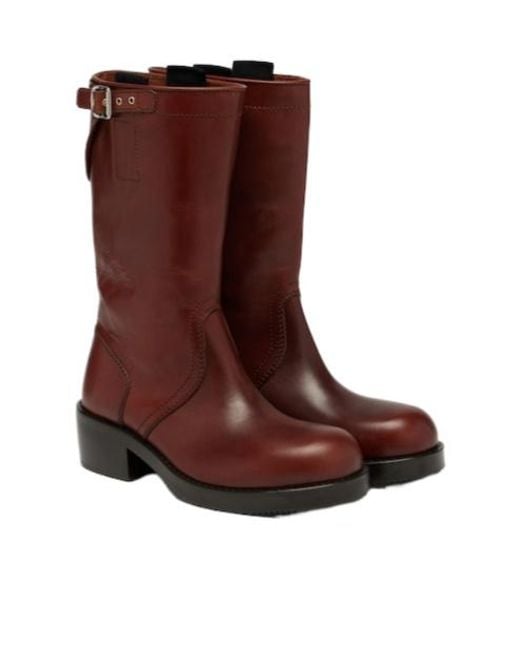 Dries Van Noten Brown Leather Biker Boots