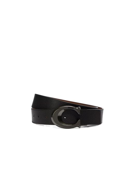 COACH Black Logo Buckle Double-Sided Belt for men