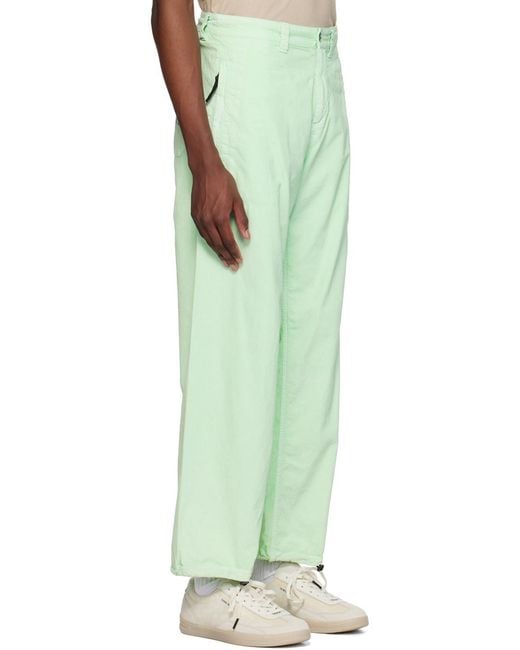 Stone Island Green Straight-Leg Cotton Trousers for men