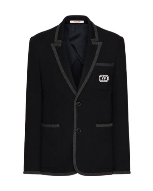 Valentino Black Vlogo Signature Single-Breasted Straight Hem Blazer for men