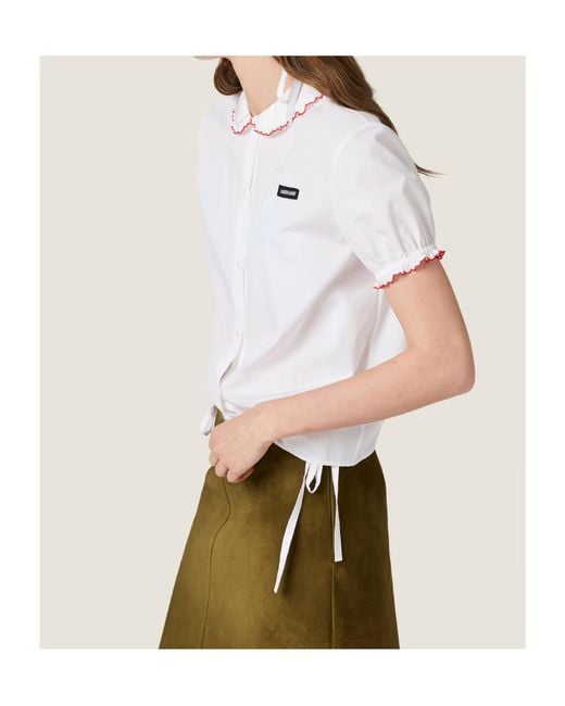 Miu Miu White Embroidered Poplin Shirt