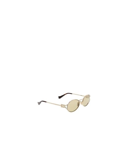 Miu Miu White Eyewear Oval-Frame Sunglasses