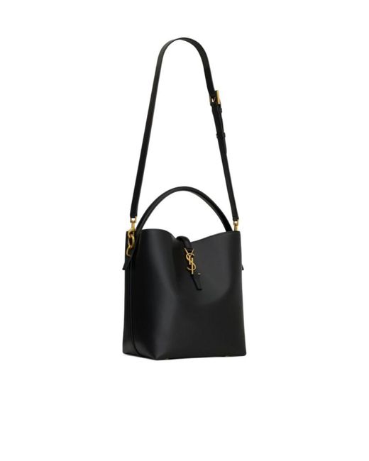 Saint Laurent Black Le 37 Logo Plaque Shoulder Bag
