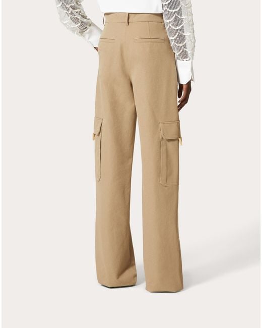 Valentino Natural High Waist Wide Leg Trousers