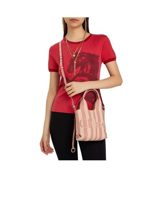 Chloé Pink Striped Crossbody Bag