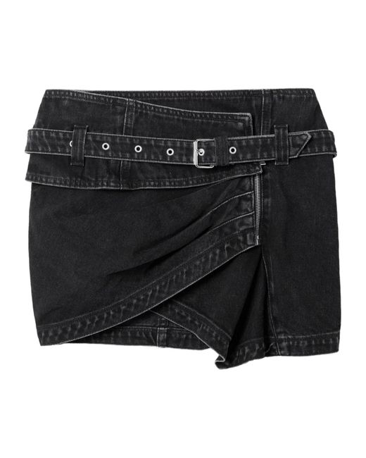 Isabel Marant Black Siyen Belted Zip-Front Denim Skirt