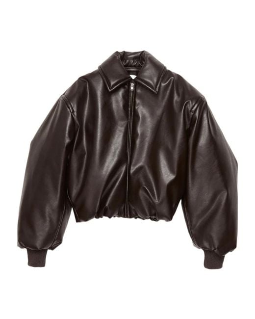 Acne Brown Faux Leather Bomber Jacket