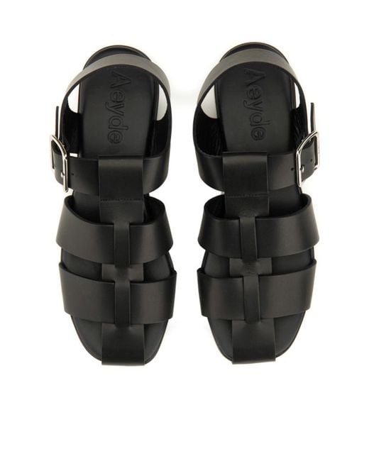 Aeyde Black Buckle Fastened Cut Out Sandals