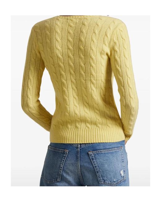 Polo Ralph Lauren Yellow Logo Embroidered Cable-Knitted Jumper