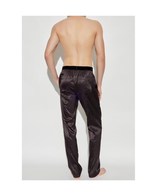 Tom Ford Brown Logo-Waistband Pyjama Pants for men
