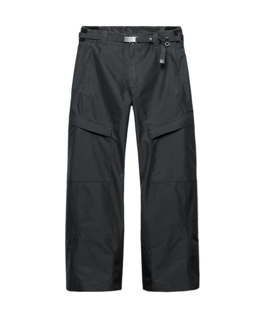 Prada Gray Belted Straight-Leg Trousers for men