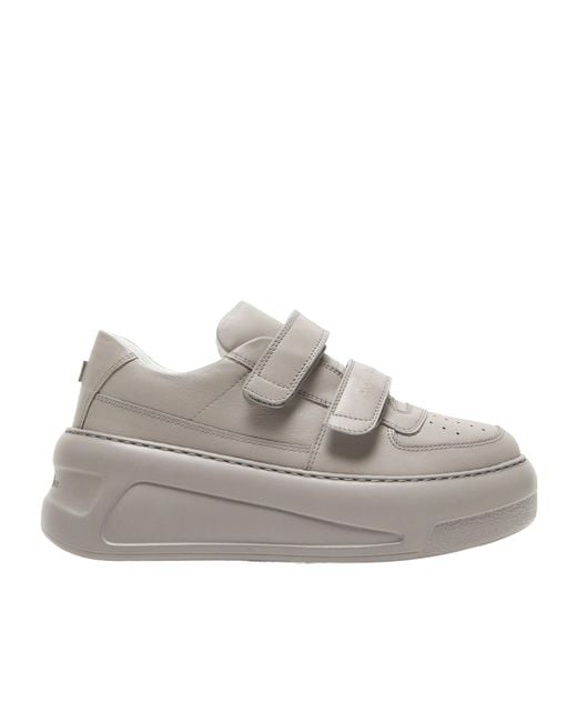 Acne Gray Leather Platform Sneakers