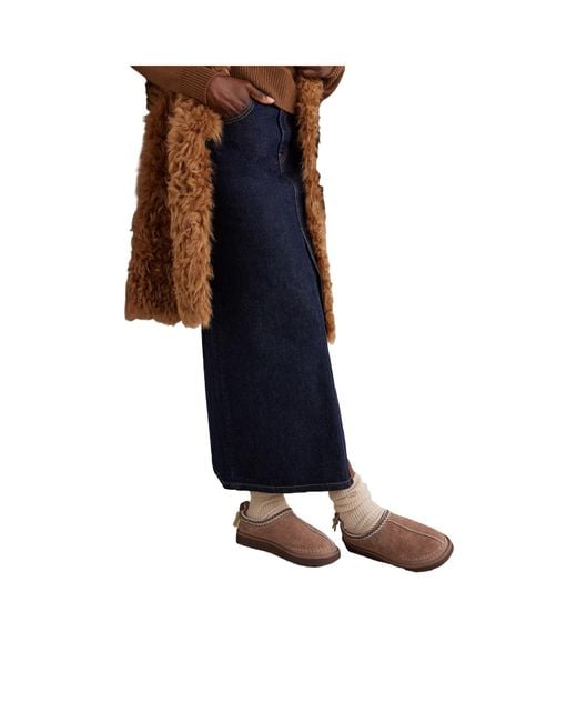 Ugg Brown Shearling-Lined Brushed-Suede Slippers