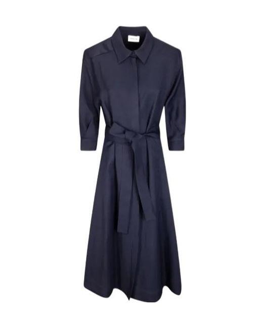 P.A.R.O.S.H. Blue Collared Belted Dress