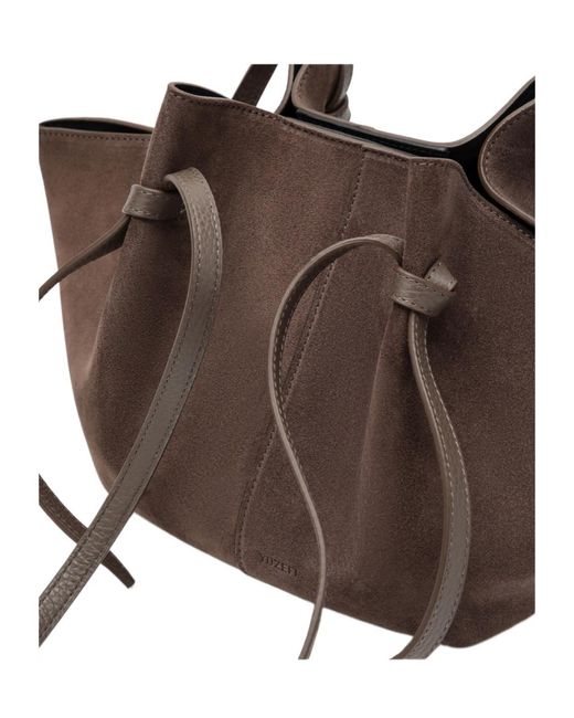 Yuzefi Brown Mochi Drawstring Shoulder Bag