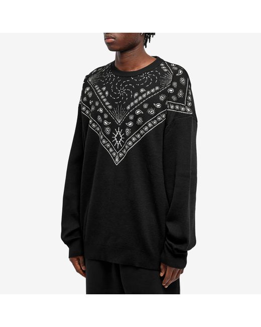 Marcelo Burlon Black County Of Milan Bandana-Printed Knitted Jumper for men