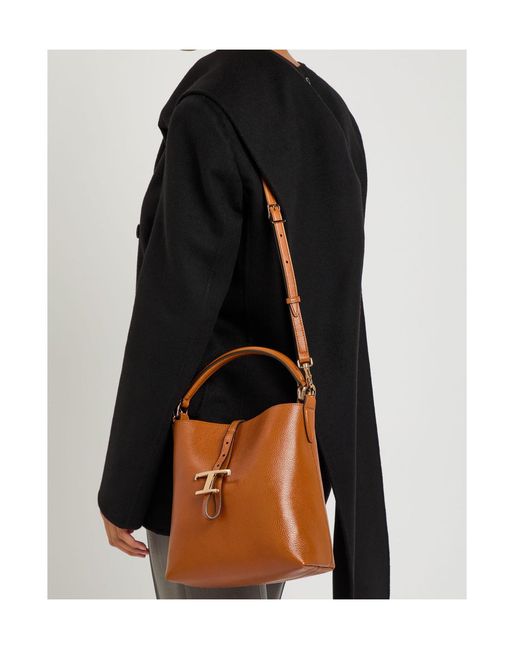 Tod's Brown T-Shaped Grained Leather Shoulder Bag