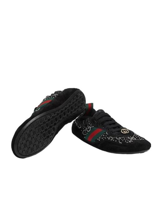 Gucci Black Shift Gg Crystal Trainers, Uk