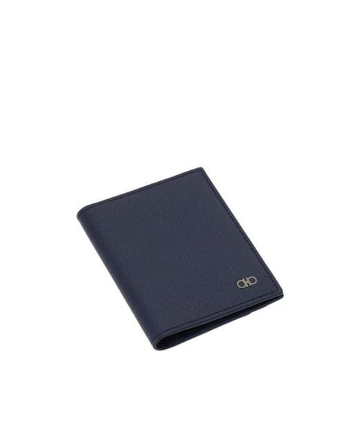 Ferragamo Blue Gancini Credit Card Holder for men