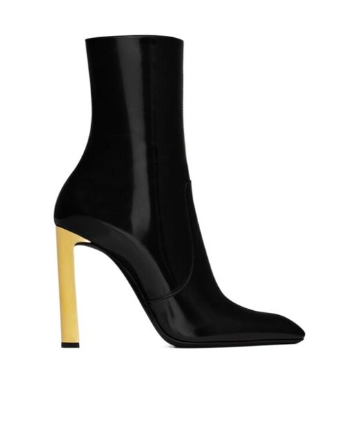 Saint Laurent Black Auteuil Pointed Toe Ankle Boots