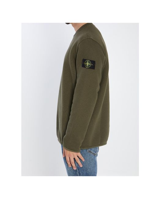 Stone Island Green Crewneck Long Sleeved Sweatshirt for men