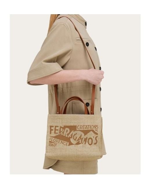 Ferragamo Metallic Tote Bag With Logo