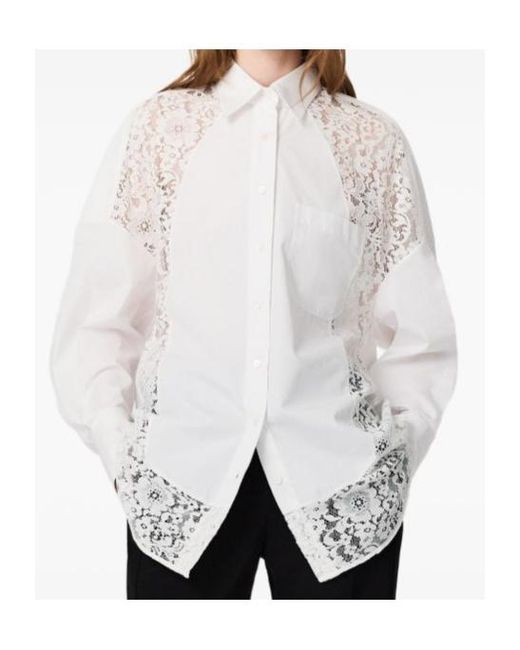 Stella McCartney White Lace-Panelled Cotton Shirt