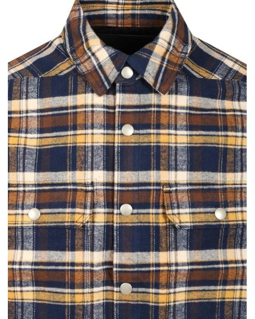 Rick Owens Blue Cropped Plaid Outershirt for men