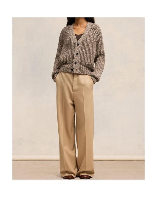 AMI Brown Long Sleeved Knitted Cardigan for men