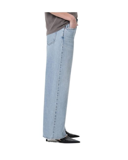Agolde Blue Low-Waisted Straight-Leg Jeans