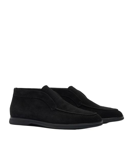 Scarosso Black Leonardo Round-Toe Ankle Boots for men