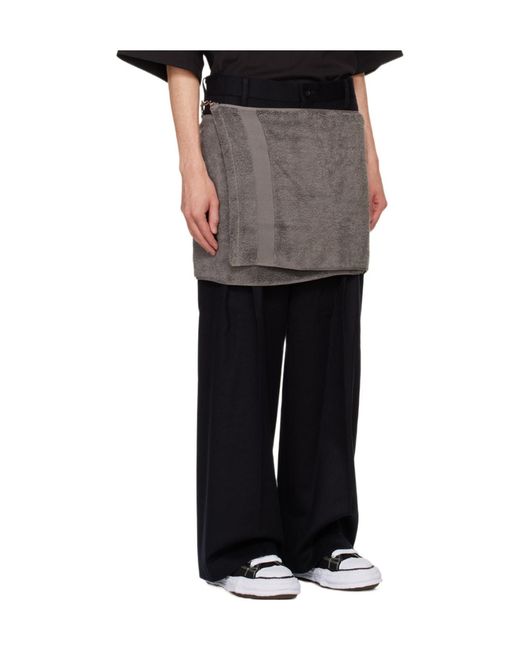 Doublet Black Onsen Towel Felted-Finish Trousers for men