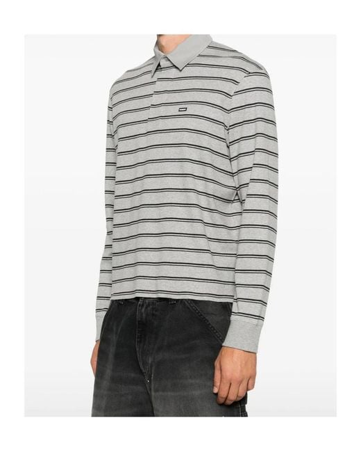 Vetements Gray Horizontal Stripe Pattern Polo Collar for men