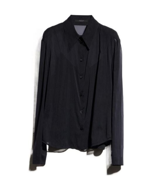Gucci Blue Stretch Chiffon Shirt