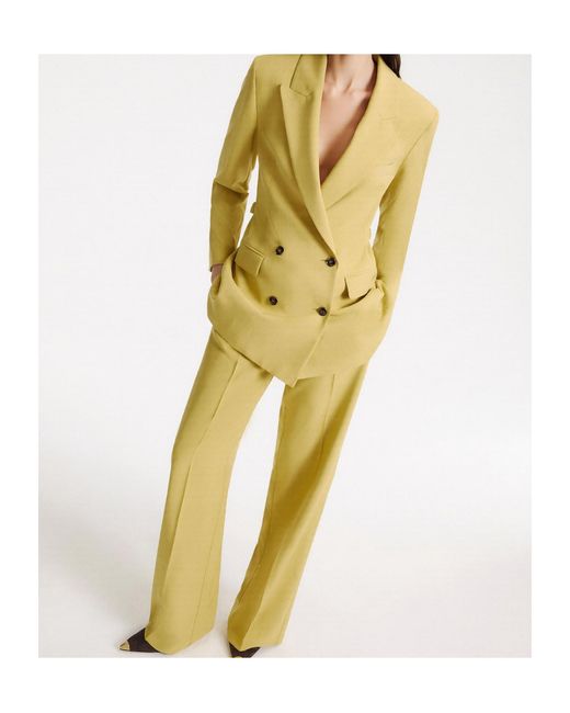 Marella Yellow Pleated Casual Trousers