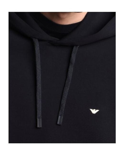 Emporio Armani Blue Micro Eagle Jersey Hoodie for men