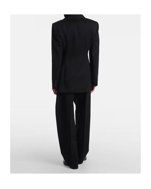 Givenchy Black Double-Breasted Satin-Trimmed Wool Blazer