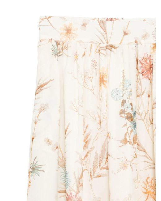 Eleventy Natural Floral Maxi Skirt