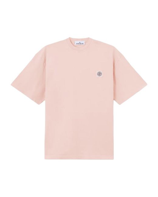 Stone Island Pink Logo-Patch T-Shirt for men