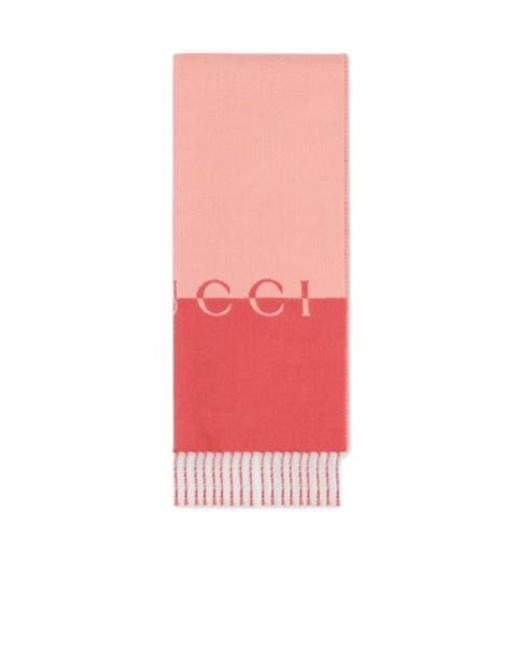 Gucci Pink Fringe Trim Scarf