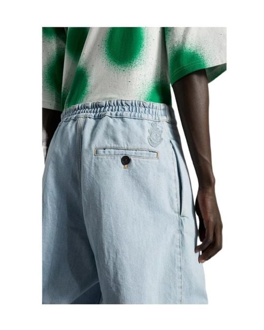 Moncler Blue X Jw Anderson Wide Leg Logo Embroidered Jeans for men