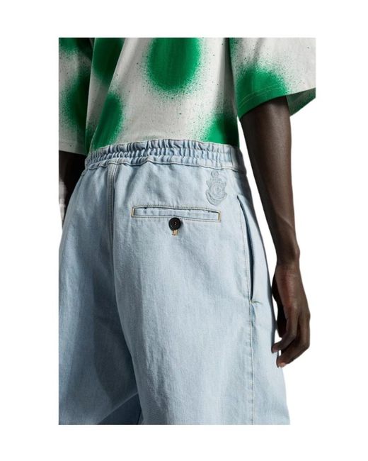 Moncler Blue X Jw Anderson Wide Leg Logo Embroidered Jeans for men