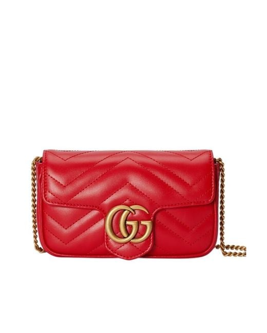 Gucci Red Interlocking G Marmont Shoulder Bag